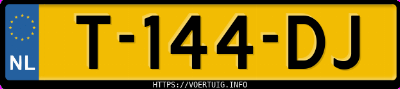 Kenteken afbeelding van T144DJ, witte MG 4 Electric 51 Kwh