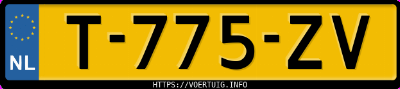 Kenteken afbeelding van T775ZV, rode MG 4 Electric 51 Kwh