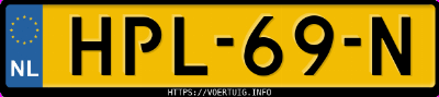 Kenteken afbeelding van HPL69N, zwarte Mini Cooper Cabrio