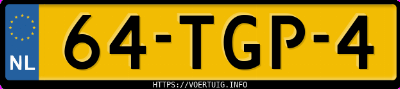 Kenteken afbeelding van 64TGP4, rode Mitsubishi Colt 1.3 16v