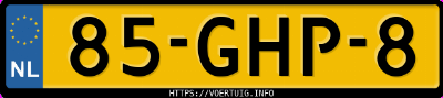 Kenteken afbeelding van 85GHP8, grijze Mitsubishi Outlander