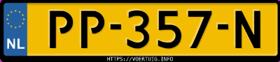Kenteken afbeelding van PP357N, witte Mitsubishi Space Star