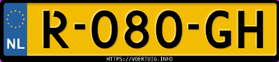 Kenteken afbeelding van R080GH, grijze Mitsubishi Space Star