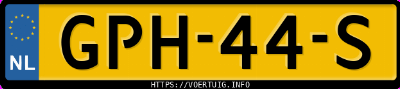 Kenteken afbeelding van GPH44S, witte Nissan GT-R