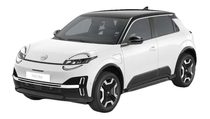 Afbeelding van JZL69N, witte Nissan Micra Extended Range hatchback