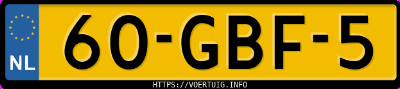 Kenteken afbeelding van 60GBF5, groene Opel Agila B 12