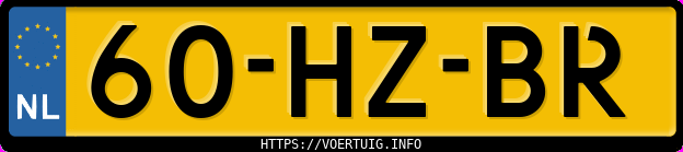 Kenteken afbeelding van 60HZBR, zwarte Opel Zafira A Z2.0let Opc
