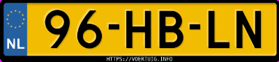 Kenteken afbeelding van 96HBLN, blauwe Opel Omega B 2.6