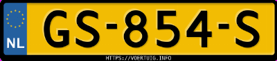 Kenteken afbeelding van GS854S, grijze Opel Zafira Tourer