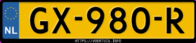 Kenteken afbeelding van GX980R, grijze Opel KARL/VIVA