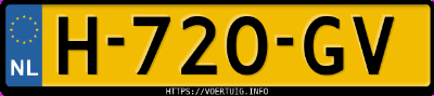 Kenteken afbeelding van H720GV, grijze Opel AMPERA-E