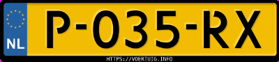 Kenteken afbeelding van P035RX, oranje Opel Corsa Corsa-E