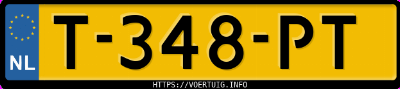 Kenteken afbeelding van T348PT, oranje Opel Corsa F F12xel