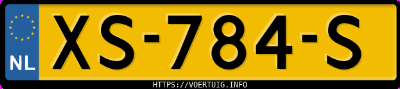 Kenteken afbeelding van XS784S, rode Opel AMPERA-E