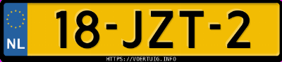 Kenteken afbeelding van 18JZT2, blauwe Peugeot 206+