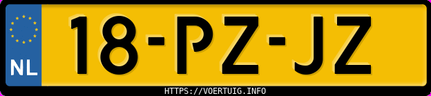 Kenteken afbeelding van 18PZJZ, zwarte Peugeot 206