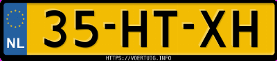 Kenteken afbeelding van 35HTXH, blauwe Peugeot 106 1.4