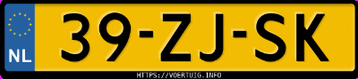 Kenteken afbeelding van 39ZJSK, gele Peugeot 207