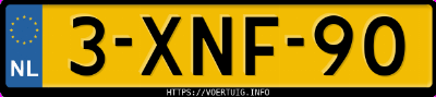 Kenteken afbeelding van 3XNF90, witte Peugeot 108