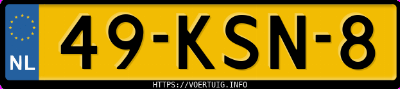 Kenteken afbeelding van 49KSN8, rode Peugeot 207
