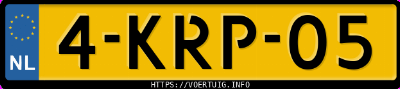 Kenteken afbeelding van 4KRP05, paarse Peugeot 208 1.6 Vti