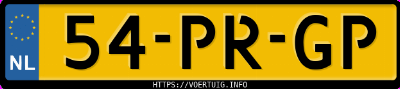 Kenteken afbeelding van 54PRGP, paarse Peugeot 307 1.4