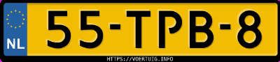 Kenteken afbeelding van 55TPB8, witte Peugeot J5