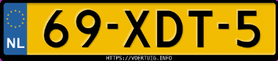 Kenteken afbeelding van 69XDT5, zwarte Peugeot 107 1.0i