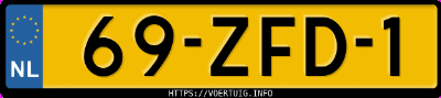 Kenteken afbeelding van 69ZFD1, zwarte Peugeot 107 1.0i