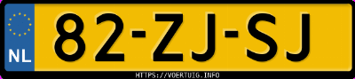 Kenteken afbeelding van 82ZJSJ, gele Peugeot 207