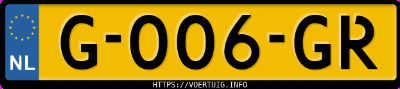 Kenteken afbeelding van G006GR, zwarte Peugeot 108
