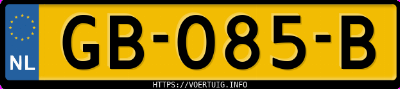 Kenteken afbeelding van GB085B, blauwe Peugeot 108