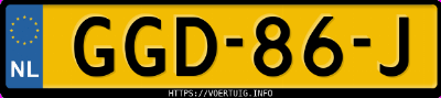 Kenteken afbeelding van GGD86J, witte Peugeot 107