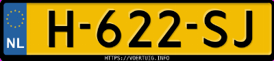 Kenteken afbeelding van H622SJ, witte Peugeot 108