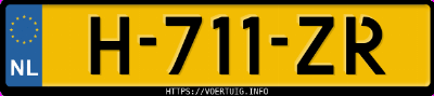 Kenteken afbeelding van H711ZR, gele Peugeot 208 1.2i