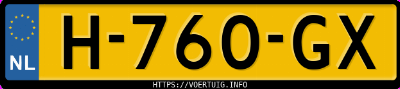Kenteken afbeelding van H760GX, blauwe Peugeot 108