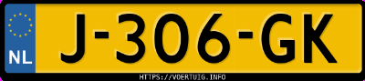 Kenteken afbeelding van J306GK, rode Peugeot 108