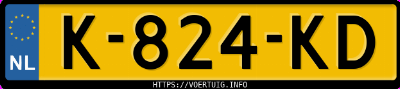 Kenteken afbeelding van K824KD, witte Peugeot 2008 1.2i