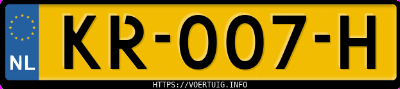 Kenteken afbeelding van KR007H, witte Peugeot 308 1.2i Stt