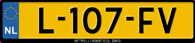Kenteken afbeelding van L107FV, witte Peugeot 108
