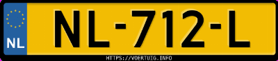 Kenteken afbeelding van NL712L, zwarte Peugeot 107 1.0i