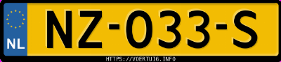 Kenteken afbeelding van NZ033S, witte Peugeot 108