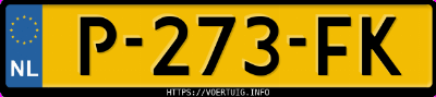 Kenteken afbeelding van P273FK, zwarte Peugeot 308