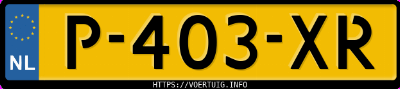 Kenteken afbeelding van P403XR, blauwe Peugeot 208 208-E 50 Kwh