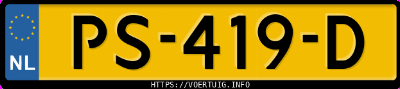 Kenteken afbeelding van PS419D, witte Peugeot 308 1.2i Stt