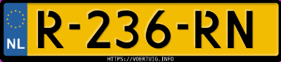 Kenteken afbeelding van R236RN, gele Peugeot 208 208-E 50 Kwh