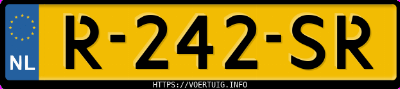 Kenteken afbeelding van R242SR, blauwe Peugeot 208 208-E 50 Kwh