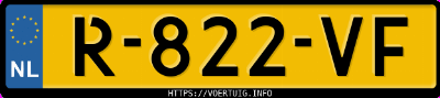 Kenteken afbeelding van R822VF, grijze Peugeot 3008 1.2i Stt