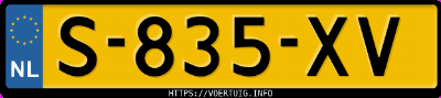 Kenteken afbeelding van S835XV, gele Peugeot 208 208-E 50 Kwh