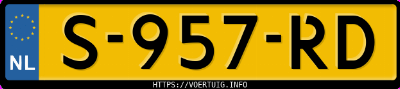 Kenteken afbeelding van S957RD, zwarte Peugeot 208 208-E 50 Kwh